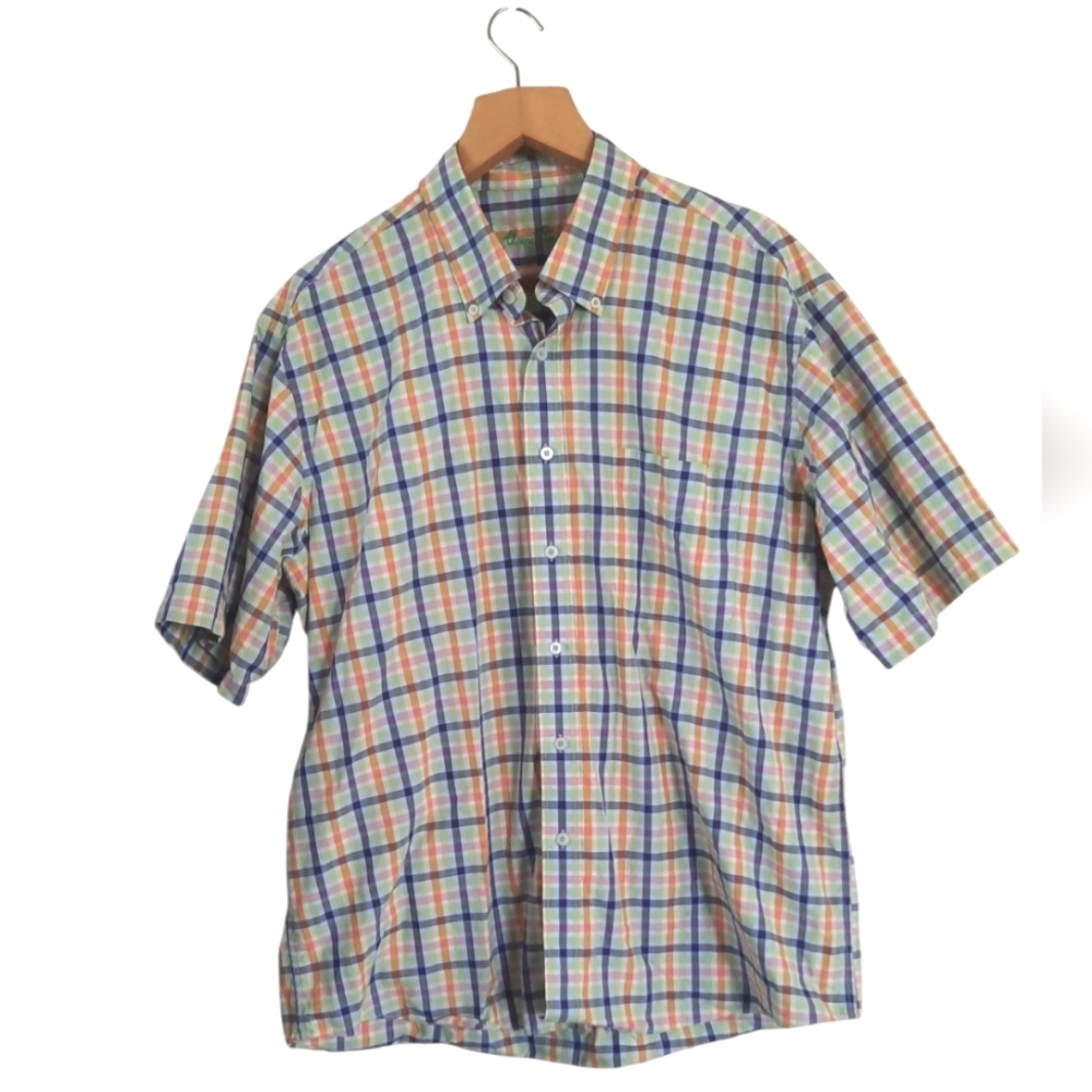Alan Flusser Cotton Plaid Gingham Checker Spring Button Down Shirts